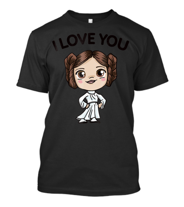 Star Wars Princess Leia Chibi Cartoon I Love You T-Shirt