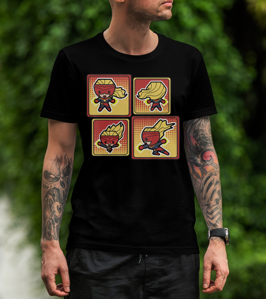 Captain Marvel Kawaii Action Pose Comic T-Shirt