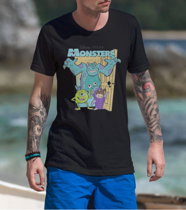 Disney Pixar Monsters Inc Mike Sully Boo Group Door Adventure T-Shirt