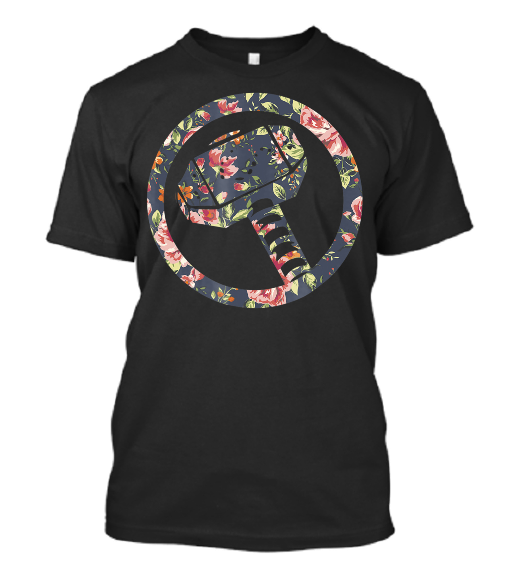 Mjolnir Floral Pattern Hammer T-Shirt