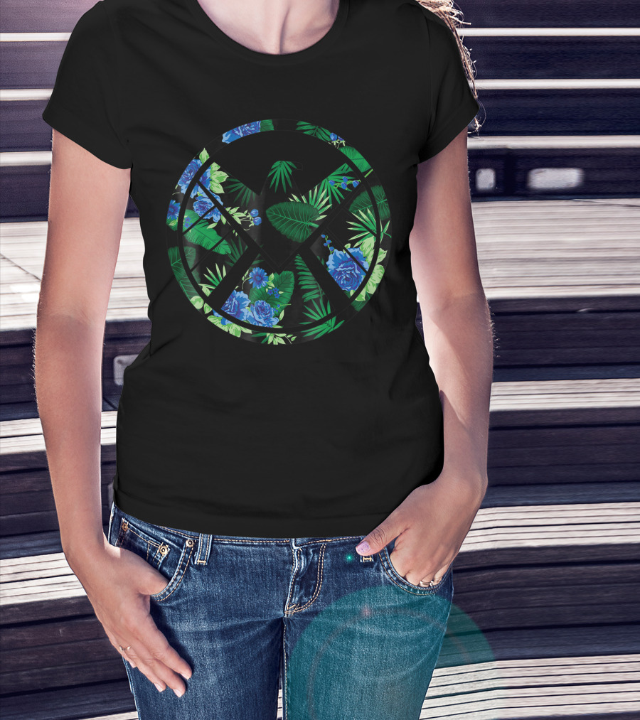 Marvel Agents Of Shield Paradise Icon Floral Shield T-Shirt