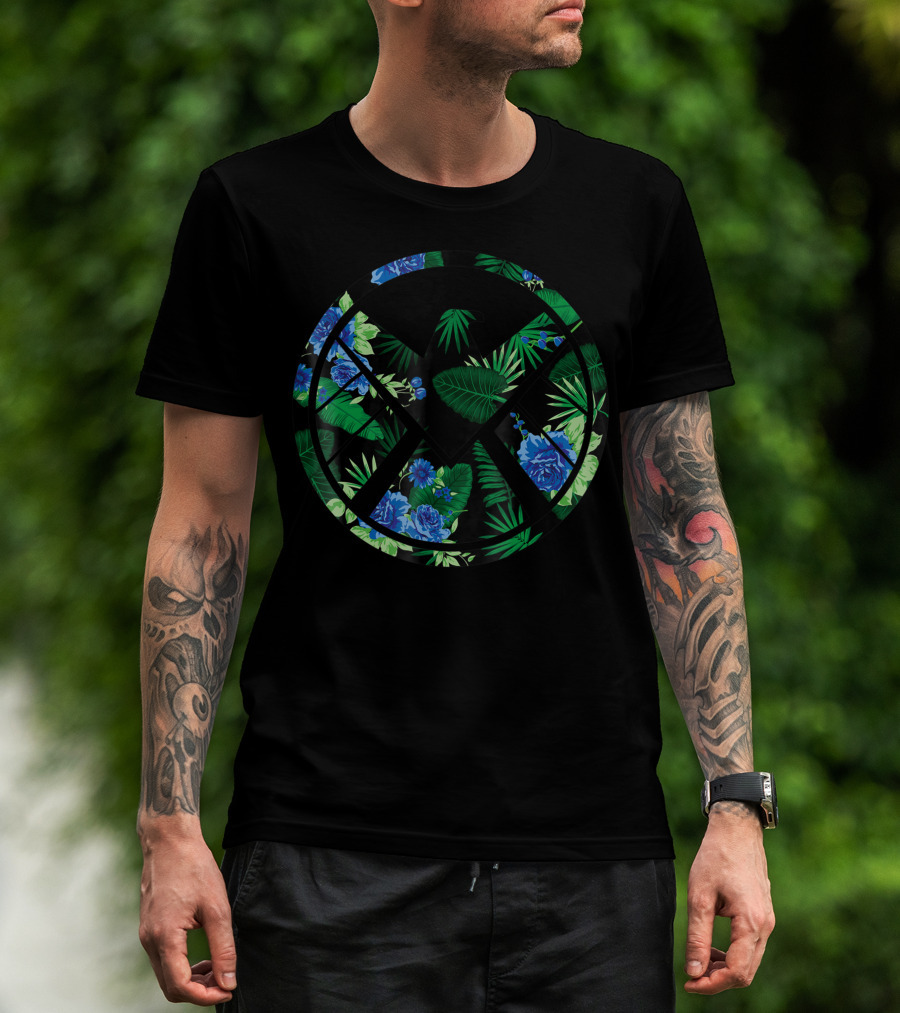 Marvel Agents Of Shield Paradise Icon Floral Shield T-Shirt