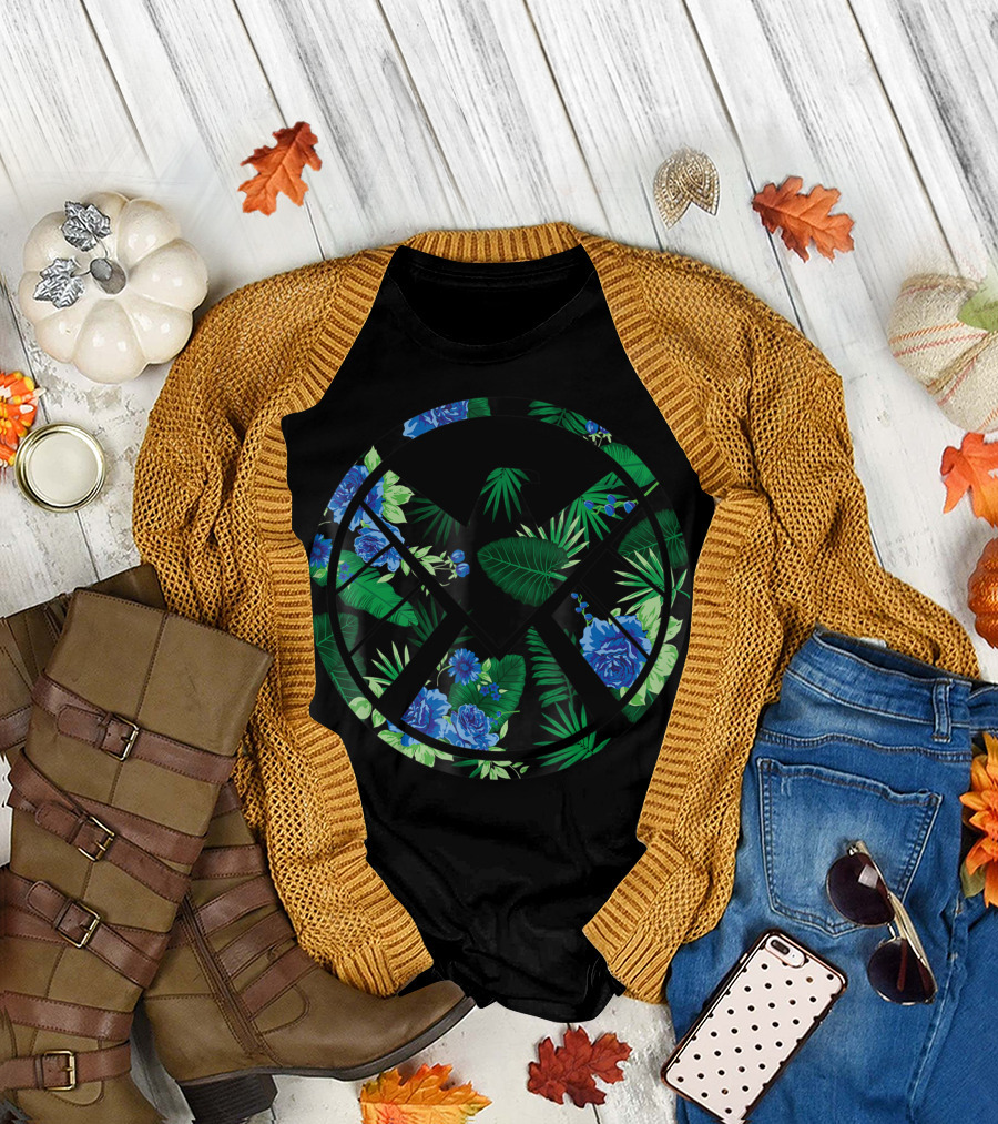 Marvel Agents Of Shield Paradise Icon Floral Shield T-Shirt
