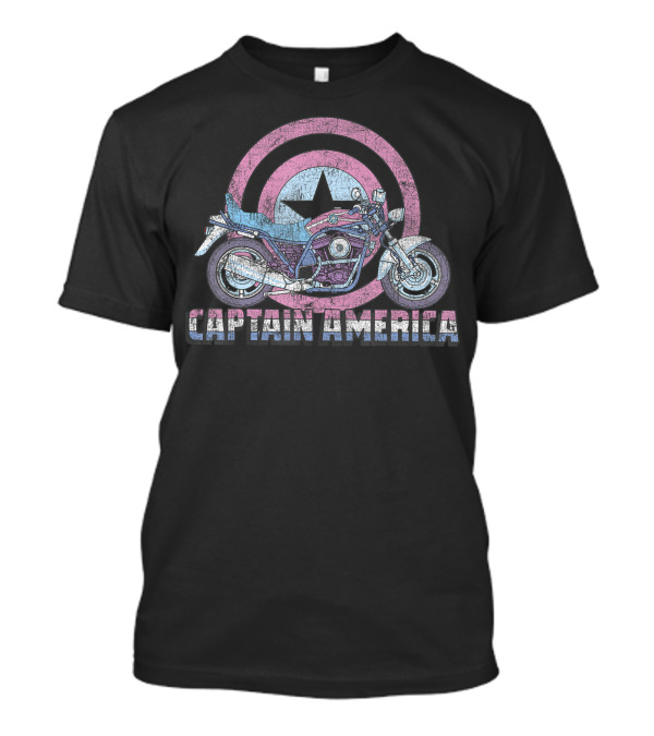 Marvel Avengers Captain America Shield With Motorcycle T-Shirt