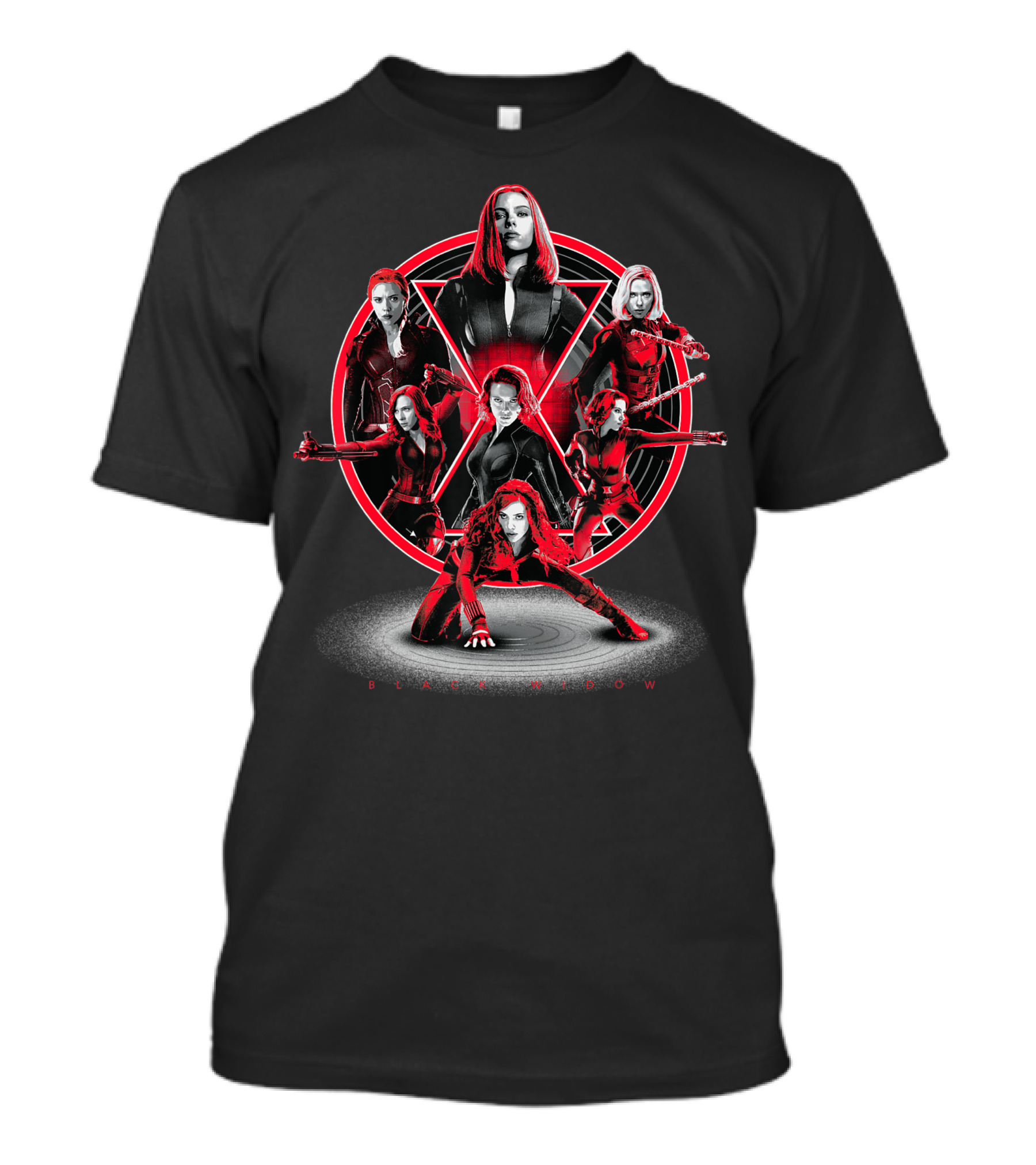 Avengers Endgame Black Widow Red And Black Iconic Warrior Poses T-Shirt