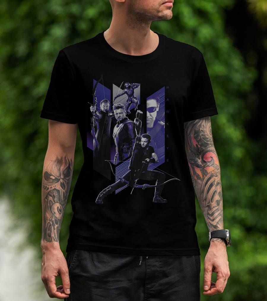 Avengers Endgame Hawkeye Character Montage Marvel T-Shirt