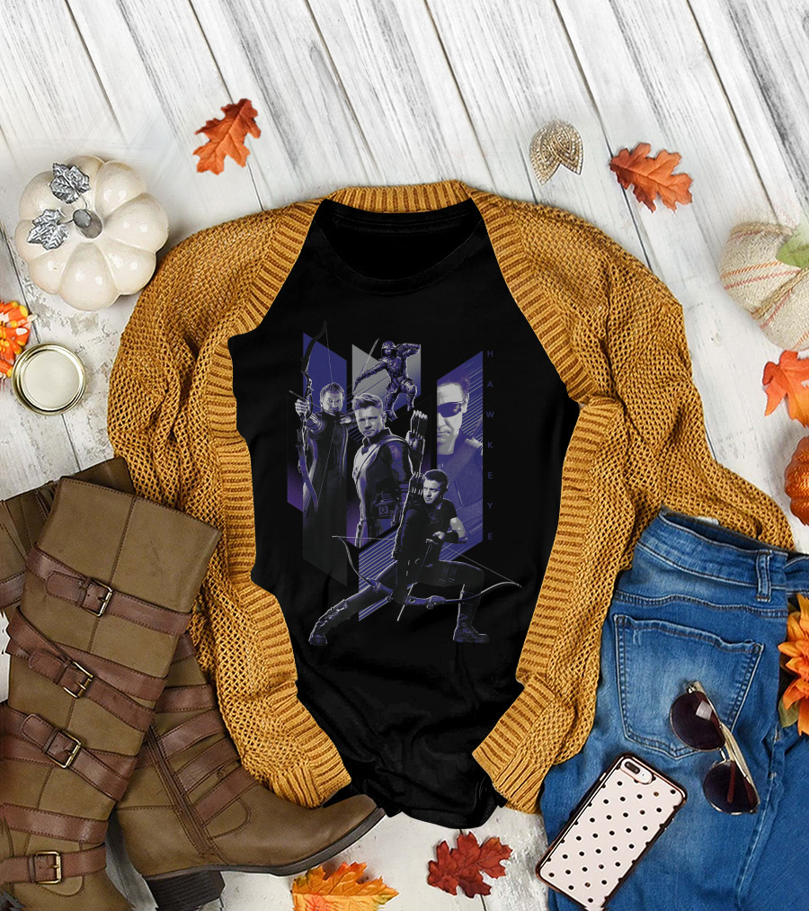 Avengers Endgame Hawkeye Character Montage Marvel T-Shirt