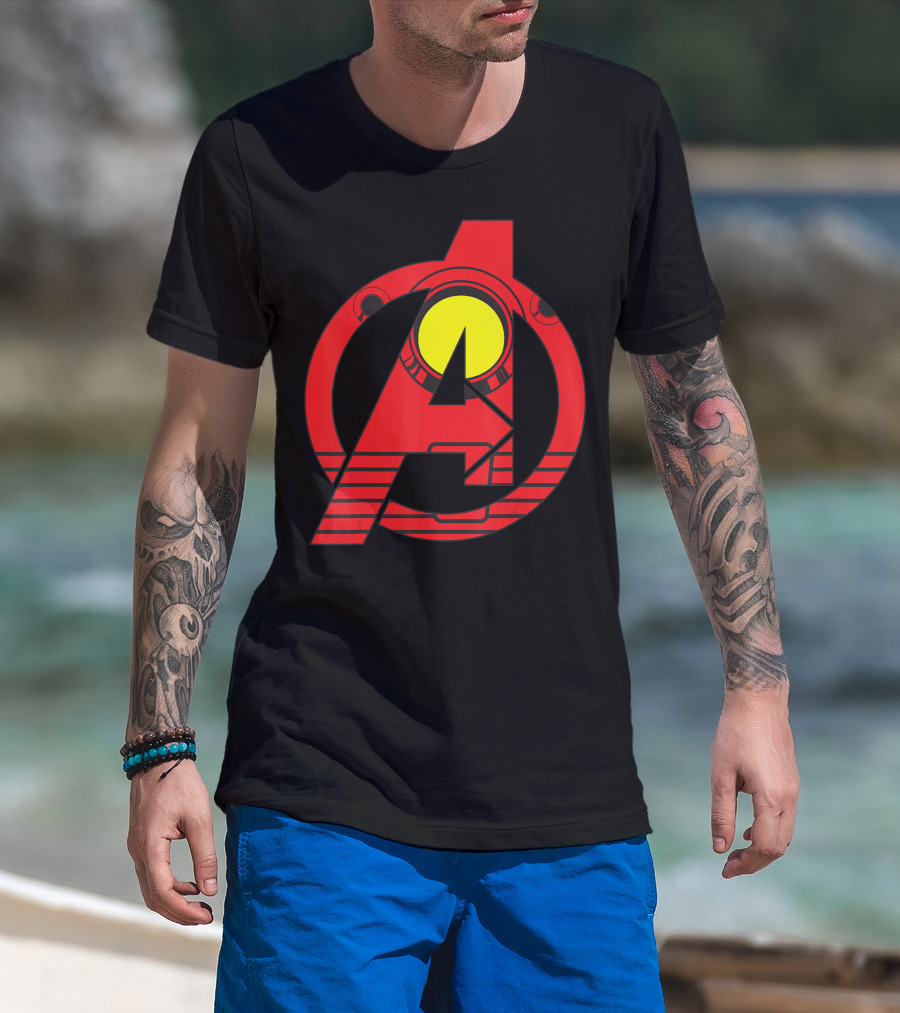 Red Marvel Avengers Iron Man Arc Reactor Emblem T-Shirt