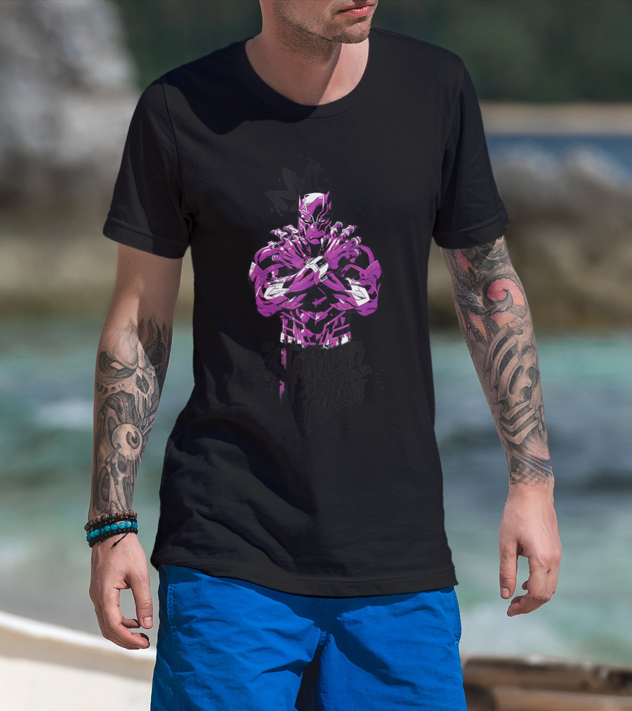 Marvel Black Panther Warrior King Graffiti Art Vibrant T-Shirt