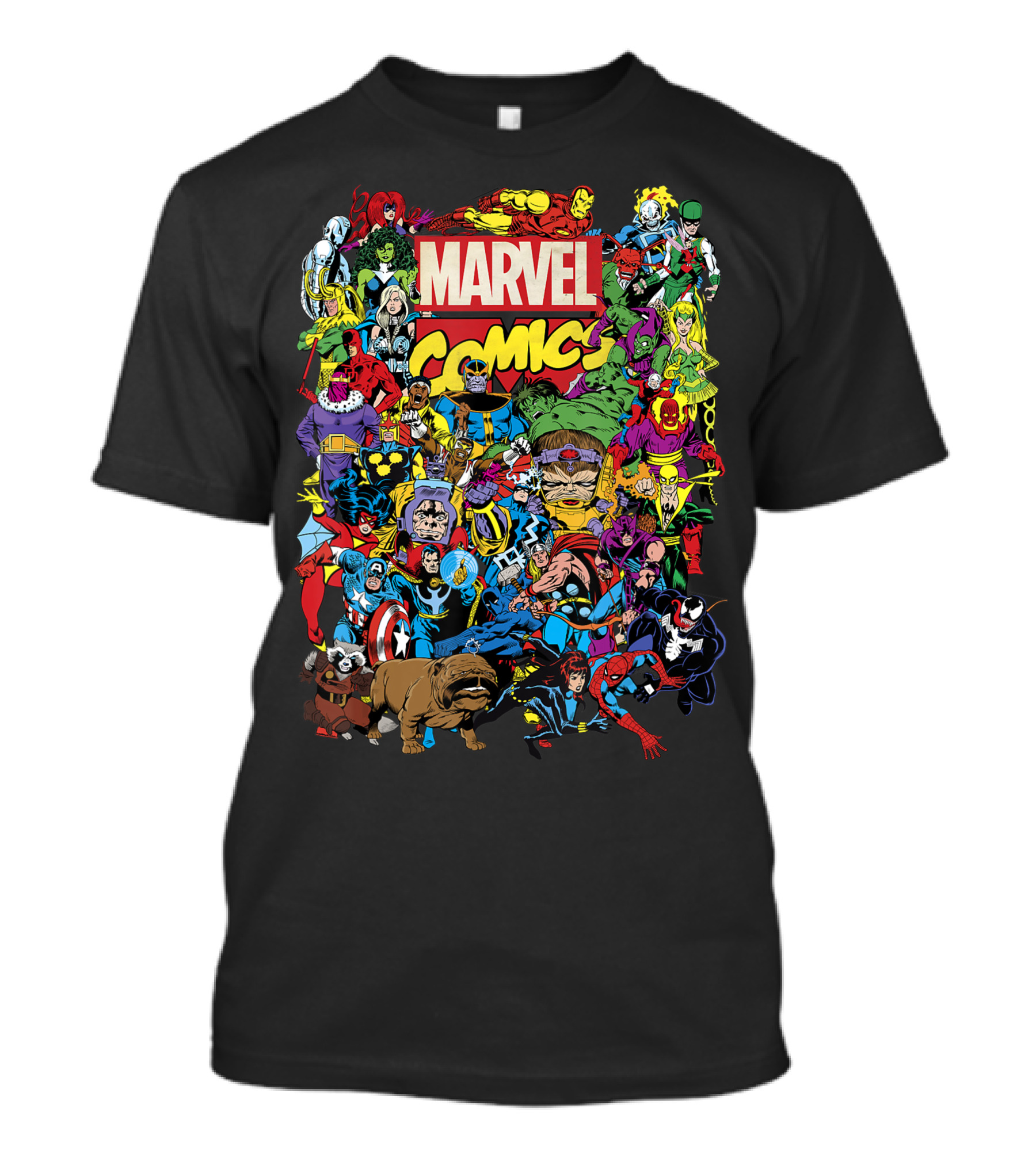 Marvel Comics Heroes Group Shot Featuring Iconic Characters And Villains T-Shirt
