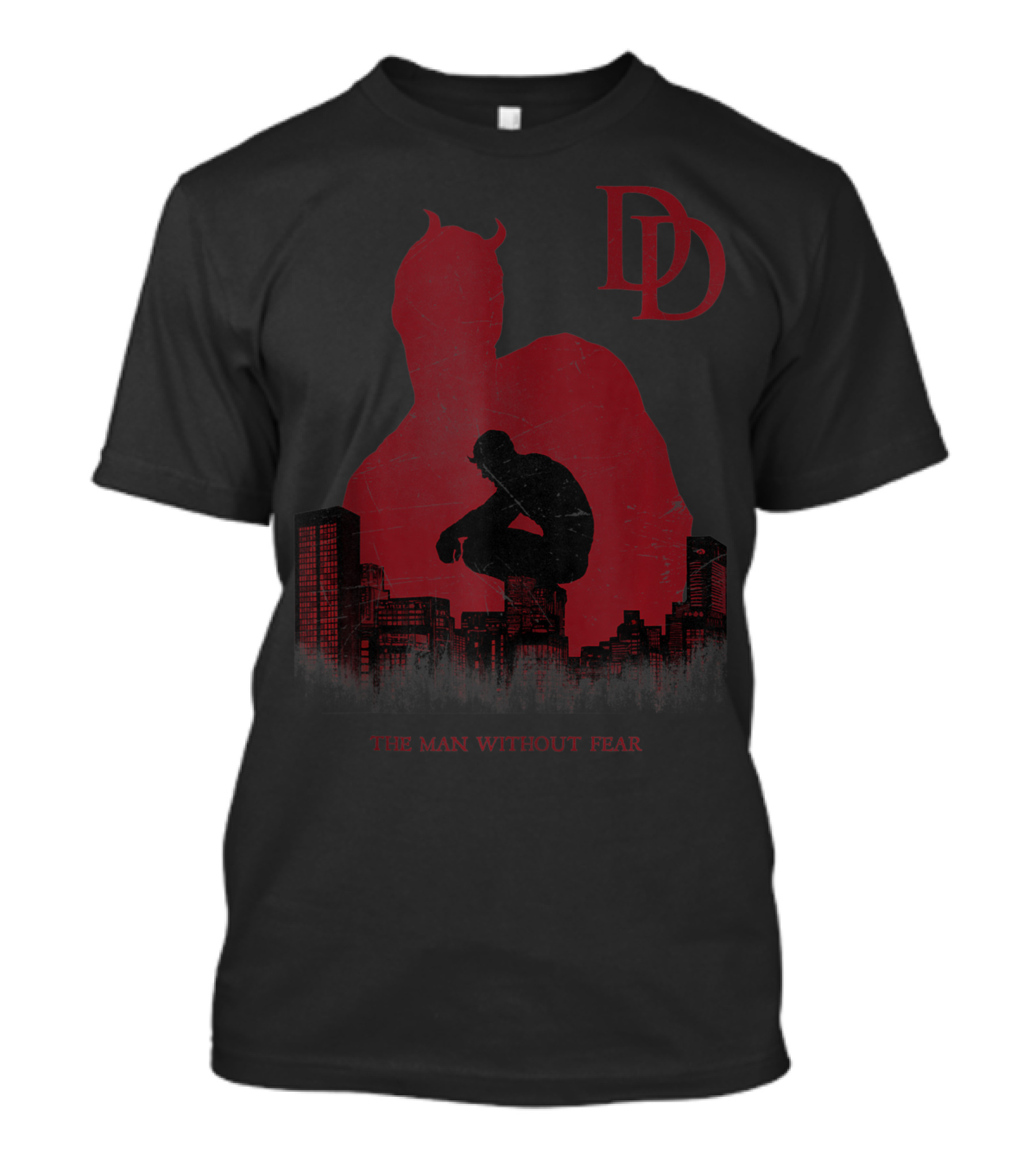 Marvel Daredevil Man Without Fear DD Silhouette City Background T-Shirt
