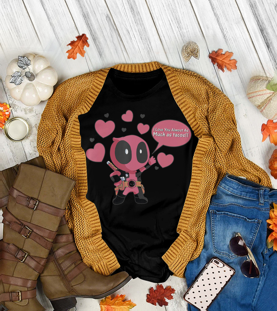 Marvel Deadpool Chibi I Love You Almost As Much As Tacos Valentines T-Shirt