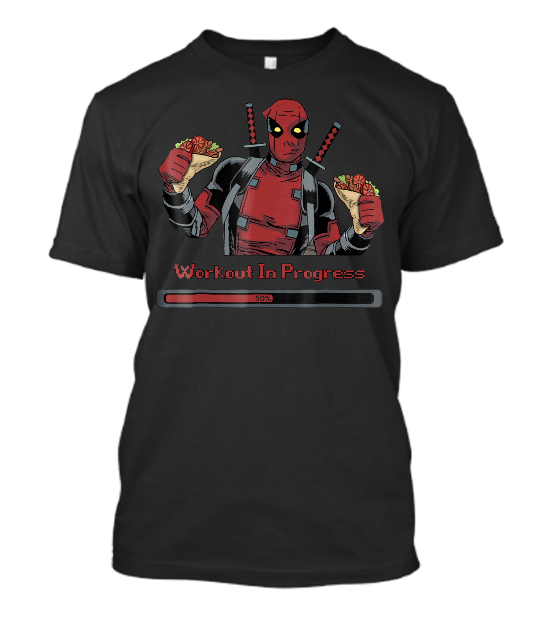 Deadpool Workout In Progress Tacos 50% Marvel T-Shirt