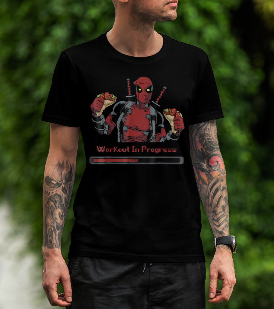 Deadpool Workout In Progress Tacos 50% Marvel T-Shirt