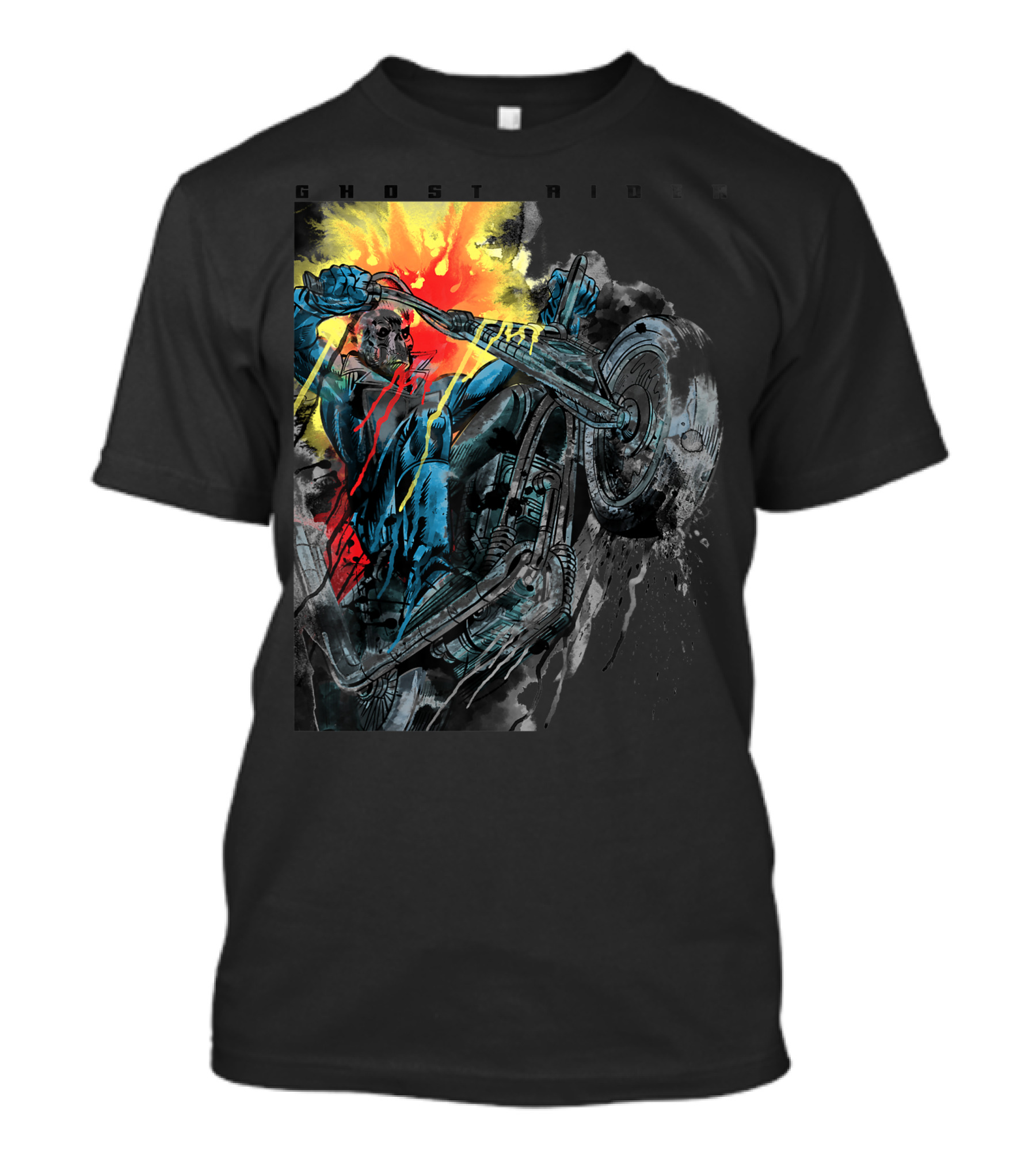 Marvel Ghost Rider Fiery Motorcycle Action T-Shirt