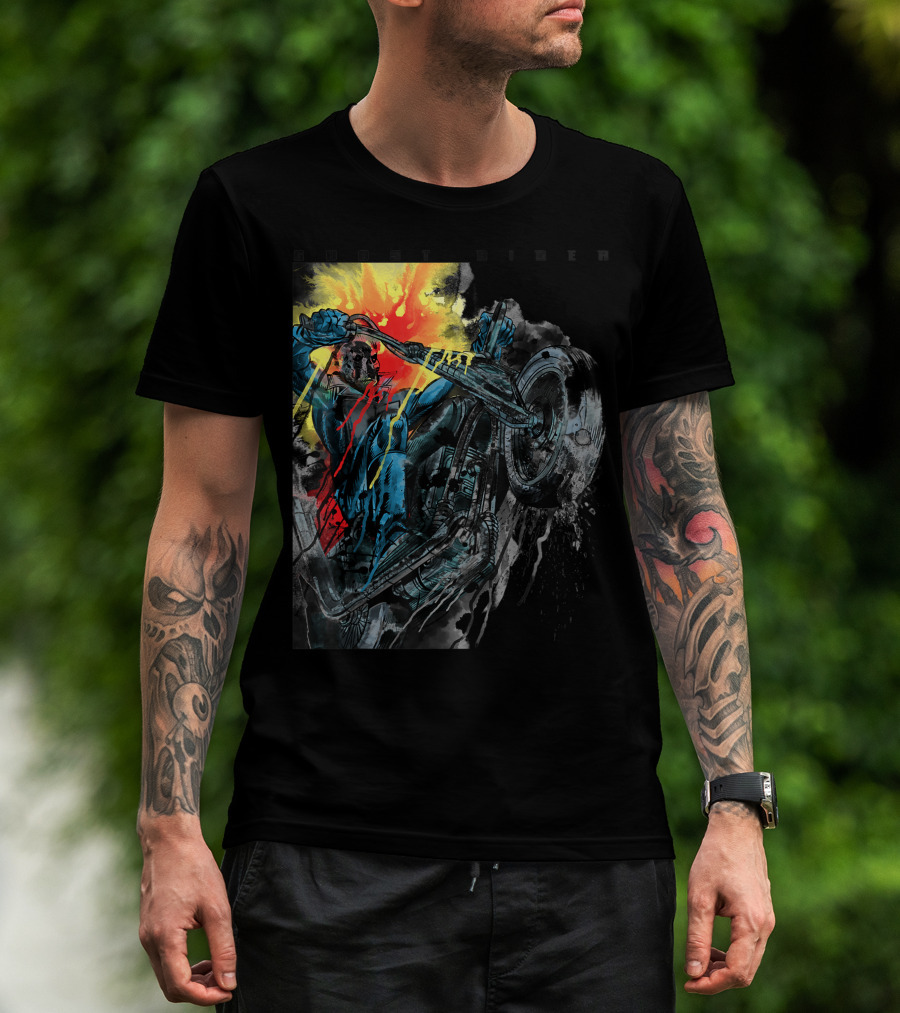 Marvel Ghost Rider Fiery Motorcycle Action T-Shirt