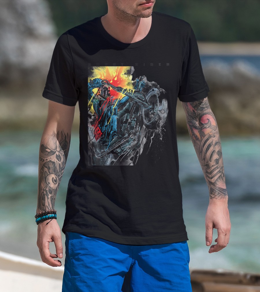 Marvel Ghost Rider Fiery Motorcycle Action T-Shirt