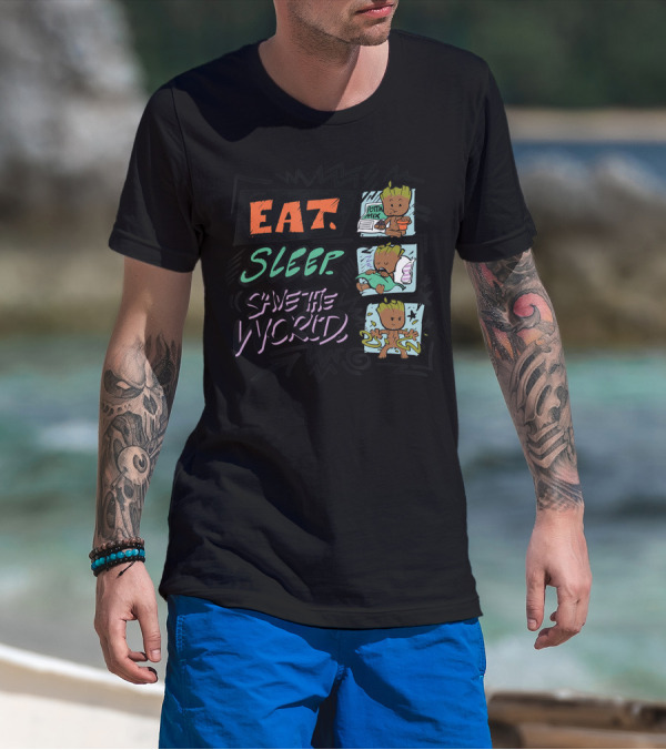 Eat Sleep Save The World Marvel Groot Potion Mix T-Shirt