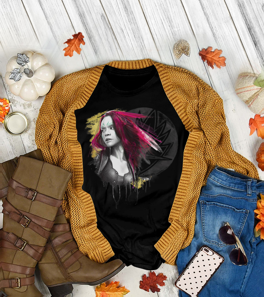 Gamora Guardians of the Galaxy Marvel Comic Art Portrait Fan Merch T-Shirt