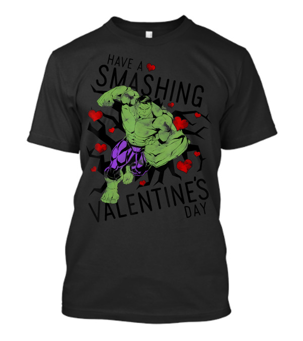 Marvel Hulk Have A Smashing Valentine's Day Cracked Hearts T-Shirt