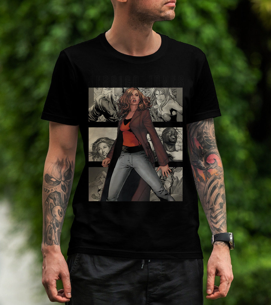Jessica Jones Marvel Hero Stand Tall Among The Panels T-Shirt