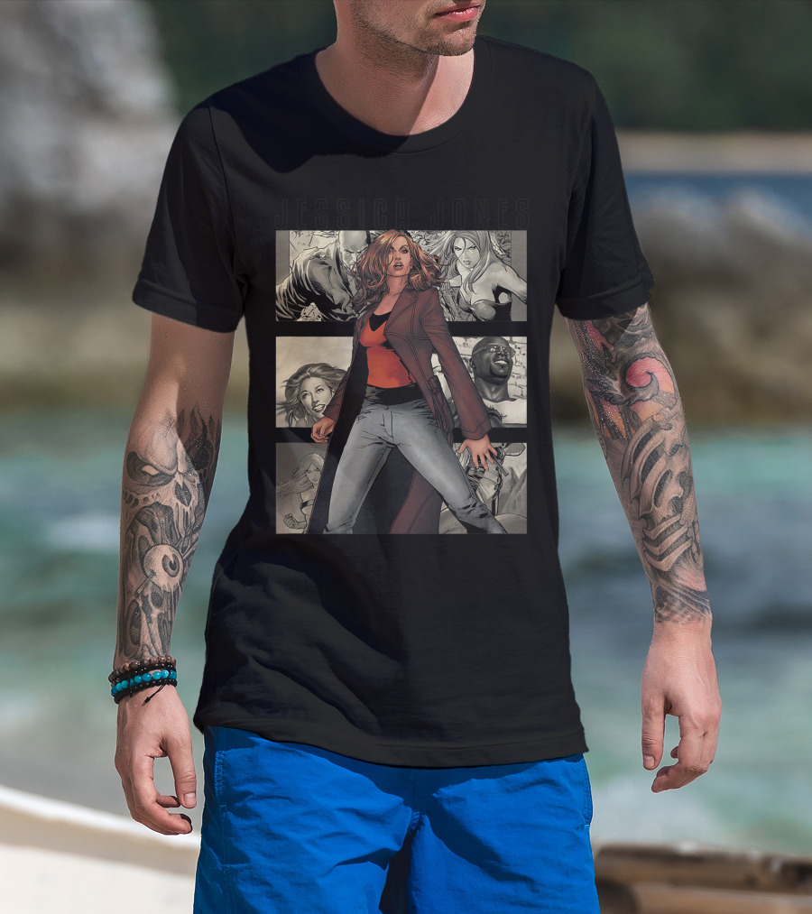 Jessica Jones Marvel Hero Stand Tall Among The Panels T-Shirt