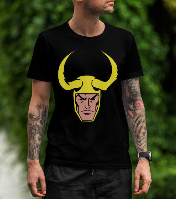 Marvel Loki Classic Horned Helmet Big Face T-Shirt