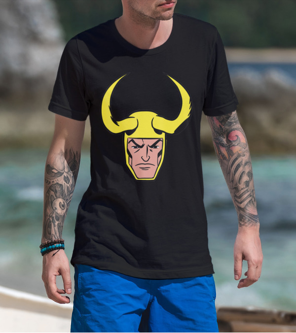Marvel Loki Classic Horned Helmet Big Face T-Shirt