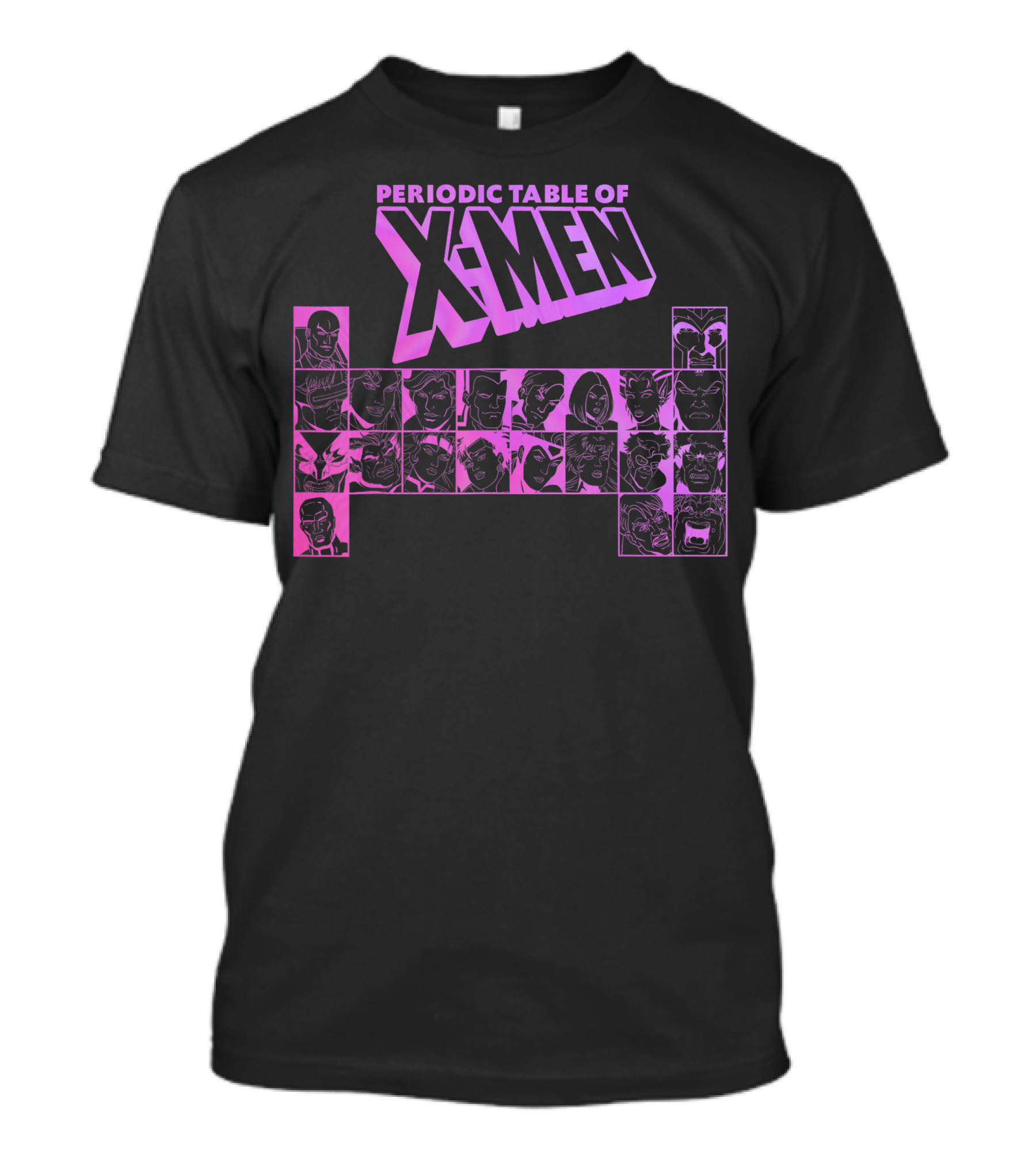 Periodic Table Of X-Men Characters Neon Group Shot Marvel T-Shirt