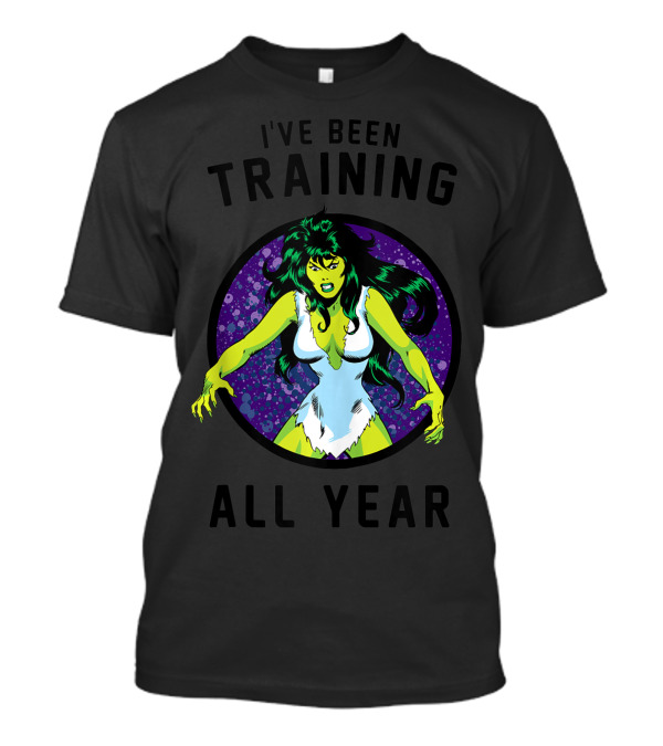 Marvel She Hulk I've Been Training All Year Green Superhero Strength Comic T-Shirt
