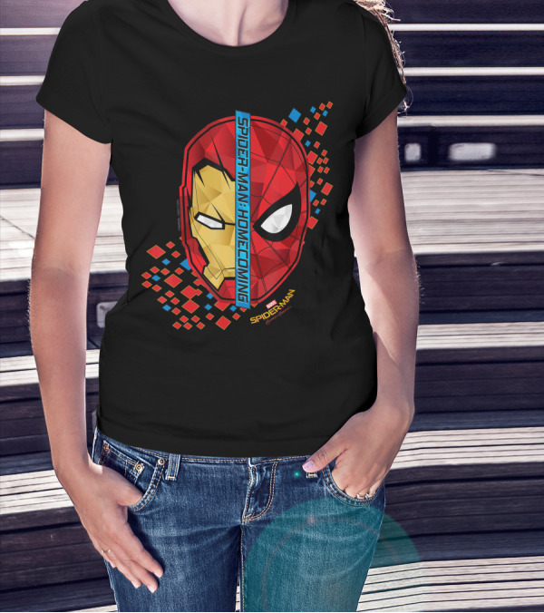Spider Man Homecoming Marvel Iron Man Split Face T-Shirt