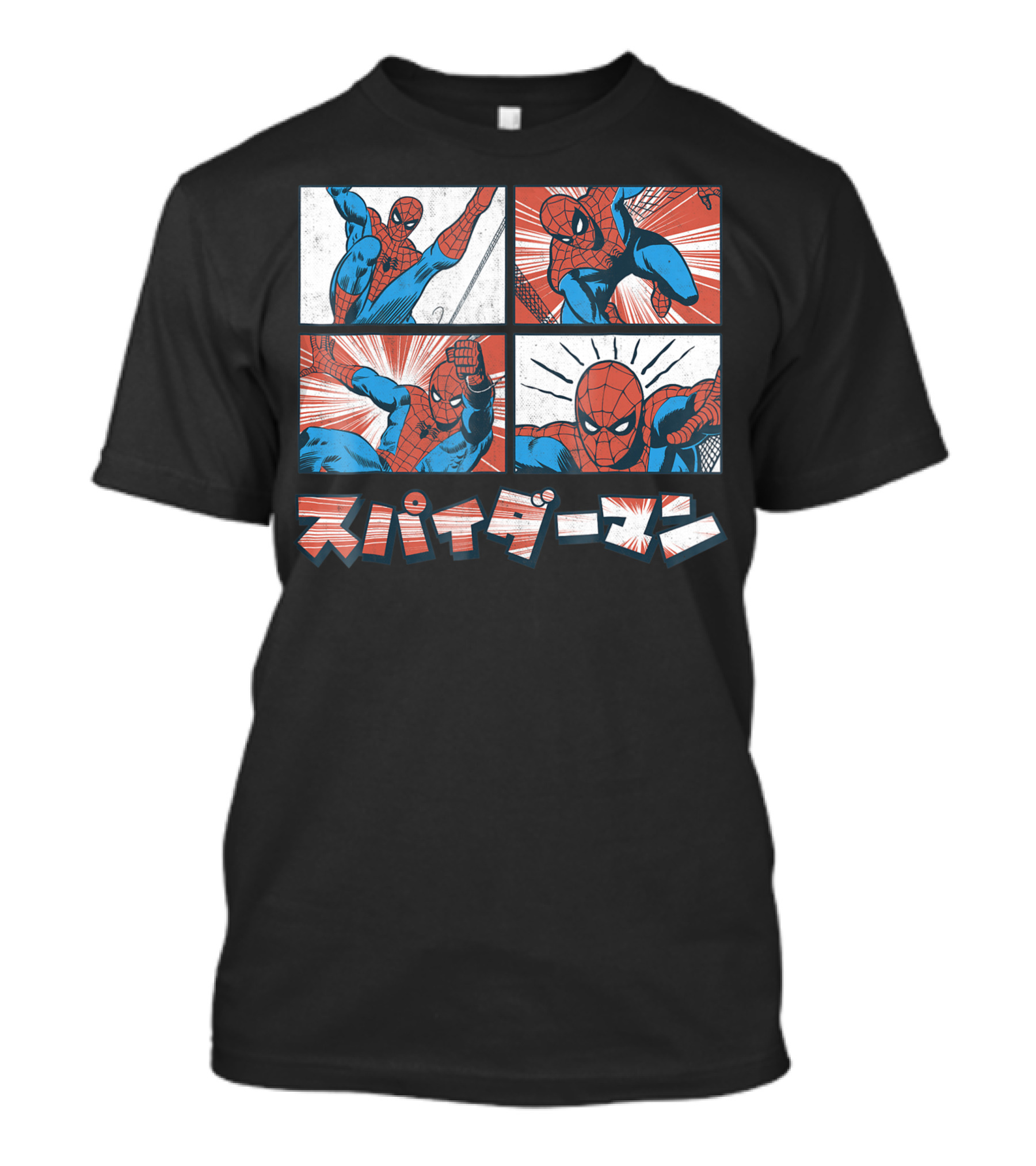 Marvel Spider Man Kanji Comic Action Panels T-Shirt