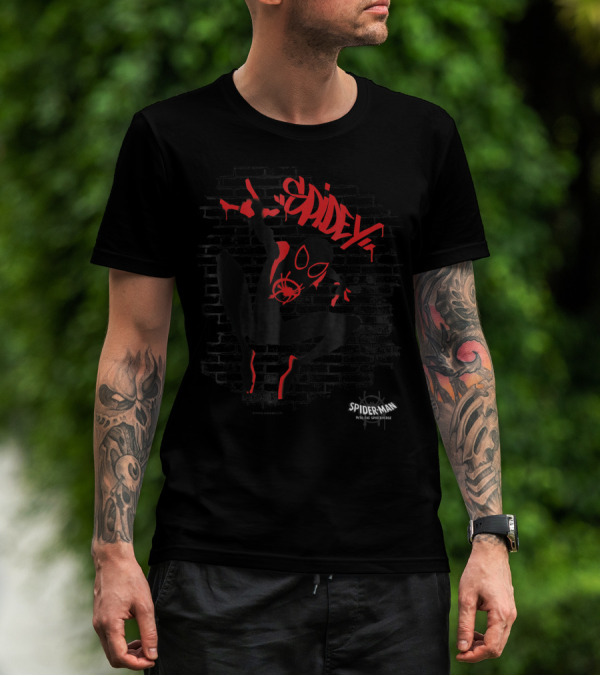 Spidey Marvel Spider-Man Into The Spider-Verse Graffiti On Brick Wall T-Shirt