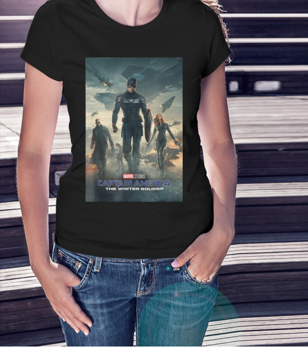 Marvel Studios Captain America The Winter Soldier Heroic Team Scene T-Shirt