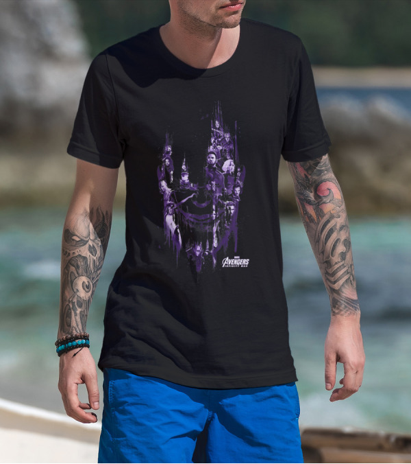 Marvel Avengers Infinity War Thanos Purple Hue Character Head Shot Fill T-Shirt