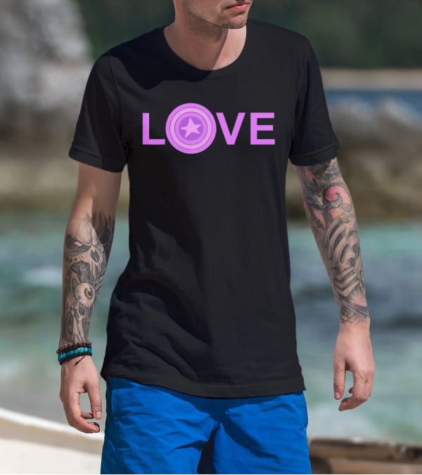 Marvel Valentines Day Captain America Pink Love Shield T-Shirt