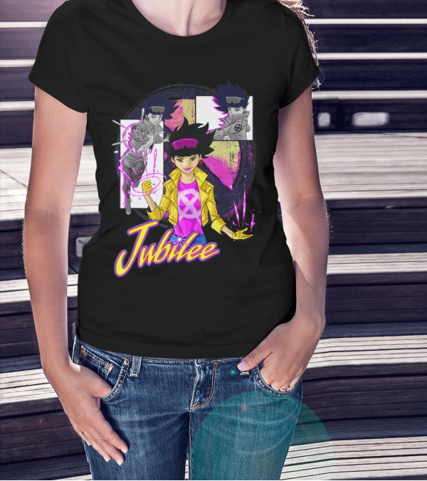 Jubilee Marvel X Men Collage Panel Vibrant T-Shirt