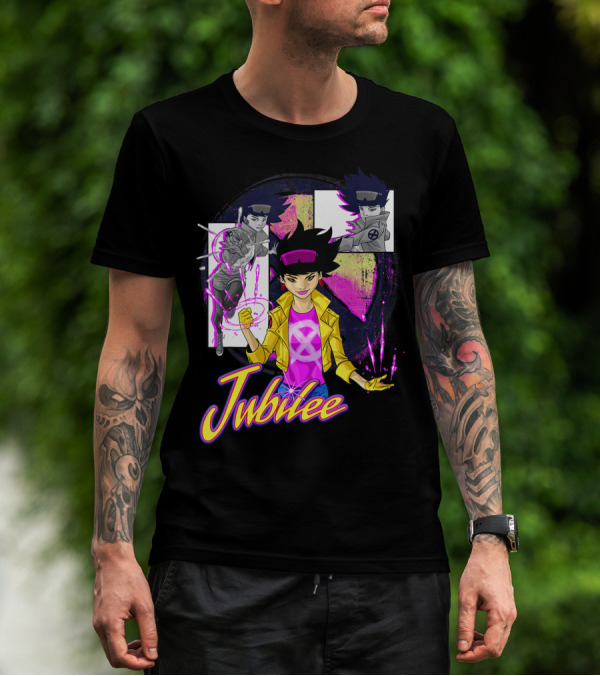 Jubilee Marvel X Men Collage Panel Vibrant T-Shirt