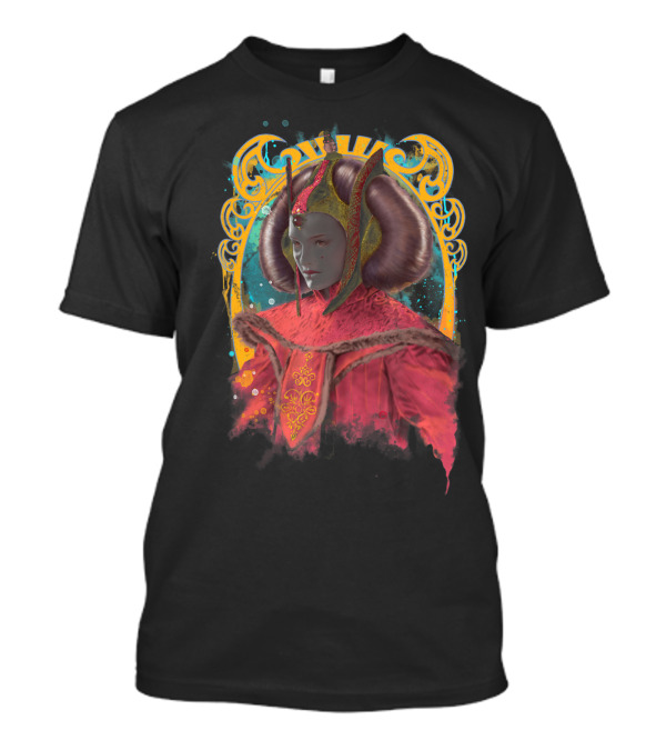 Padme Amidala Regal Star Wars Portrait With Ornate Crown And Red Dress T-Shirt
