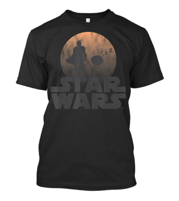 Star Wars Mandalorian Sleeping Child Silhouette Moon Background T-Shirt