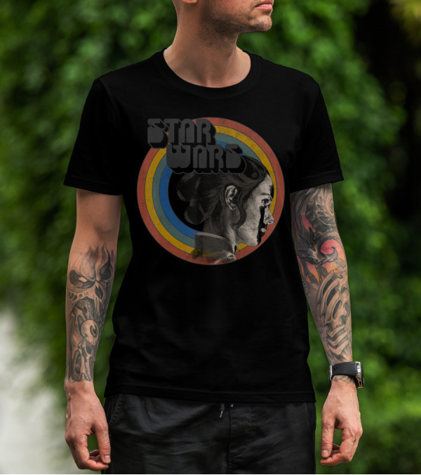 Star Wars The Rise Of Skywalker Rey With Rainbow Circle Retro T-Shirt