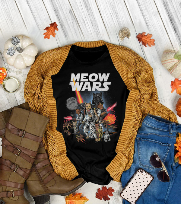 Meow Wars Cat Star Parody Galactic Battle Cats T-Shirt