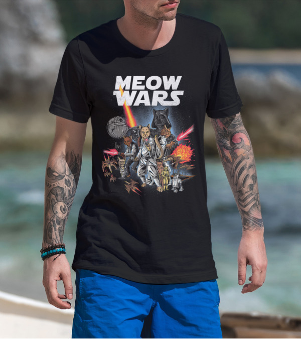 Meow Wars Cat Star Parody Galactic Battle Cats T-Shirt