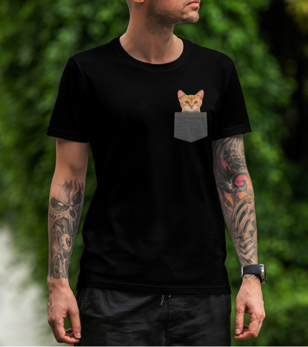 Cat In Pocket Boy Girl Women Men T-Shirt
