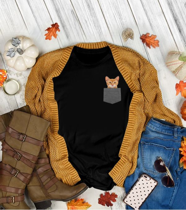 Cat In Pocket Boy Girl Women Men T-Shirt