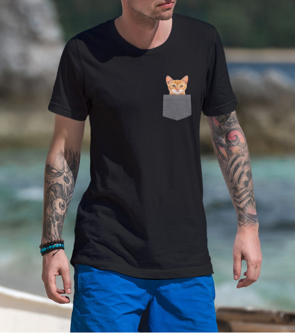 Cat In Pocket Boy Girl Women Men T-Shirt
