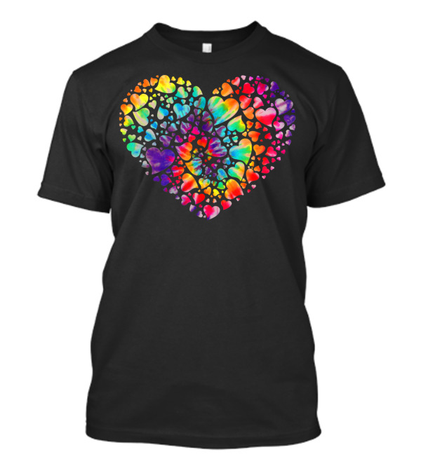 Colorful Tie Dye Heart Valentines Day T-Shirt