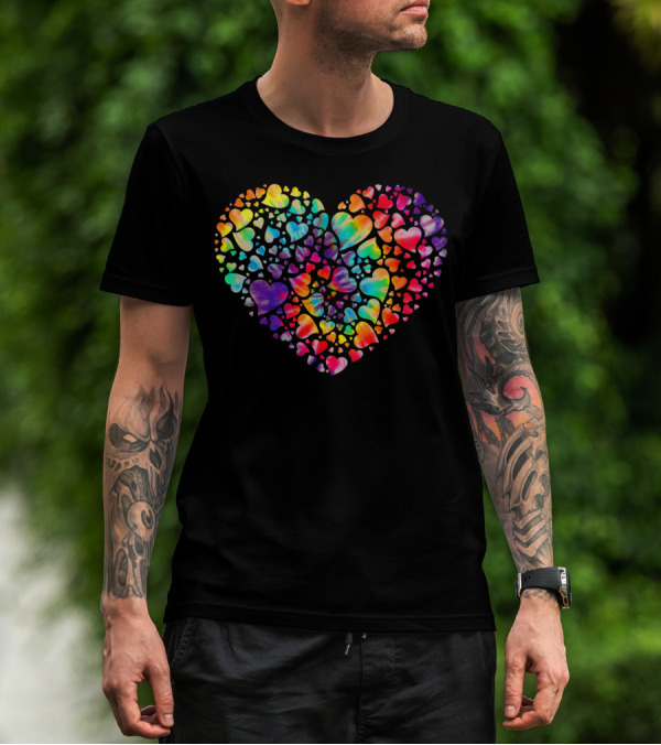 Colorful Tie Dye Heart Valentines Day T-Shirt