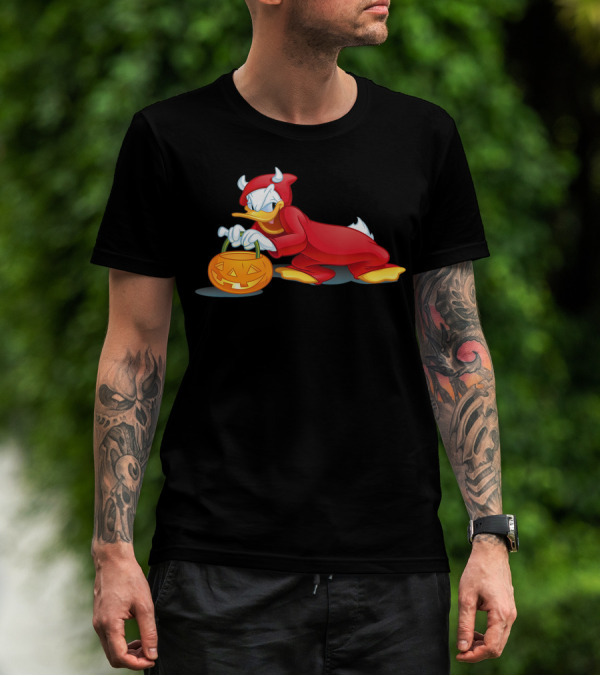 Disney Halloween Donald Duck Devil Costume Pumpkin T-Shirt