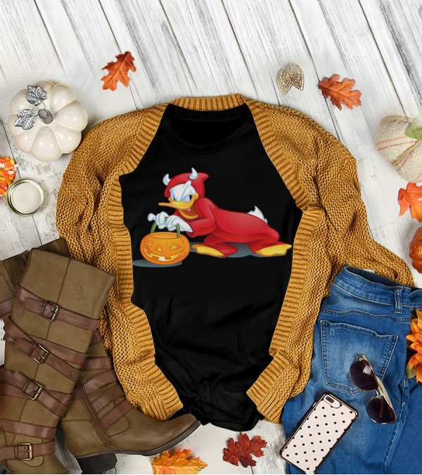 Disney Halloween Donald Duck Devil Costume Pumpkin T-Shirt